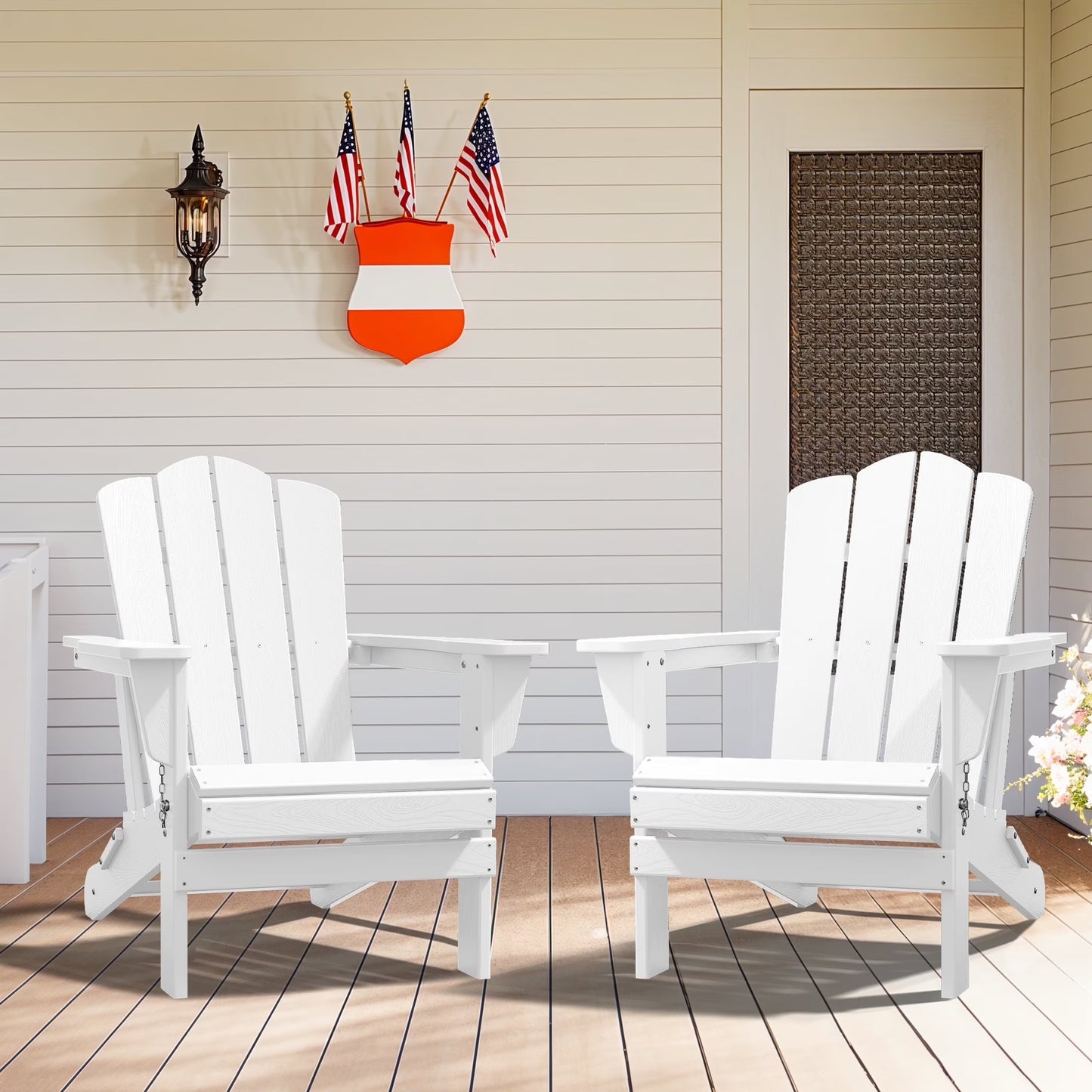 Adirondack Chair, Plastic Folding Outdoor Patio Lawn Chairs, outside HDPE Chairs for Lawn, Yard, Black