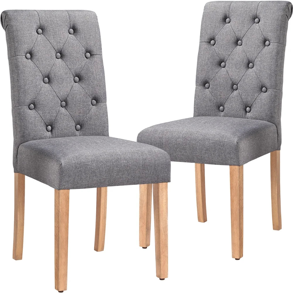 2Pcs Upholstered Parson Dining Chair High Back, Blue