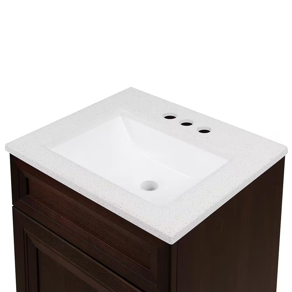 Sedgewood 18.5 In. W X 16.25 In. D X 32.625 In. H Single Sink Bath Vanity in Dark Cognac with Arctic Solid Surface Top
