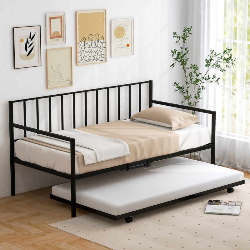 Twin Daybed Set with Metal Slat Support and Roll-Out Trundle