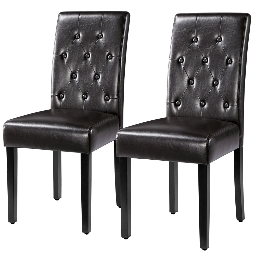 2Pcs Upholstered Parson Dining Chair High Back, Blue