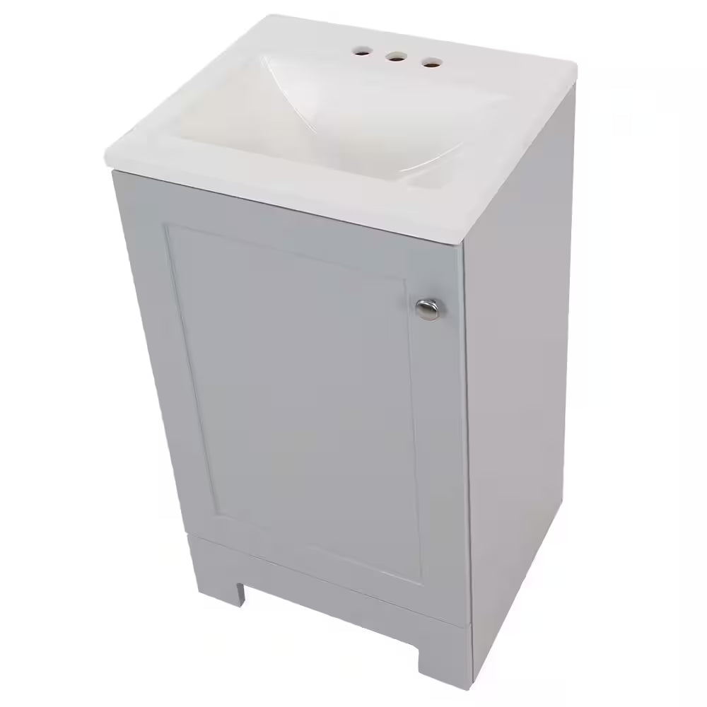 19 In. Single Sink Pearl Gray Bath Vanity with White Cultured Marble Top (Assembled)
