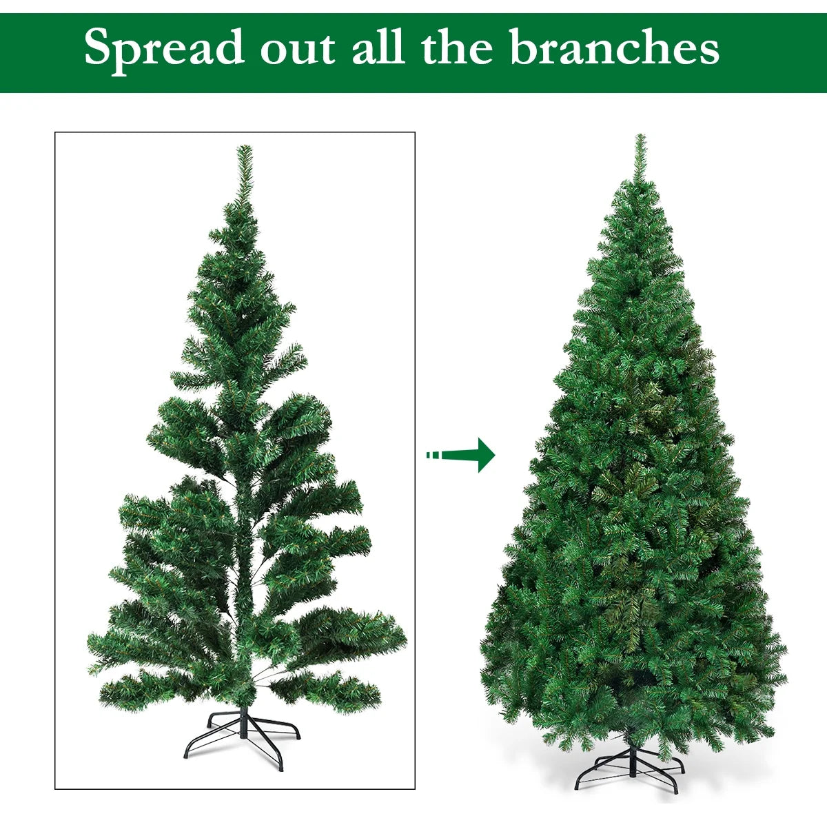 CM19723 7Ft Artificial PVC Christmas Tree W/Stand Holiday Season Indoor & Outdoor, Green