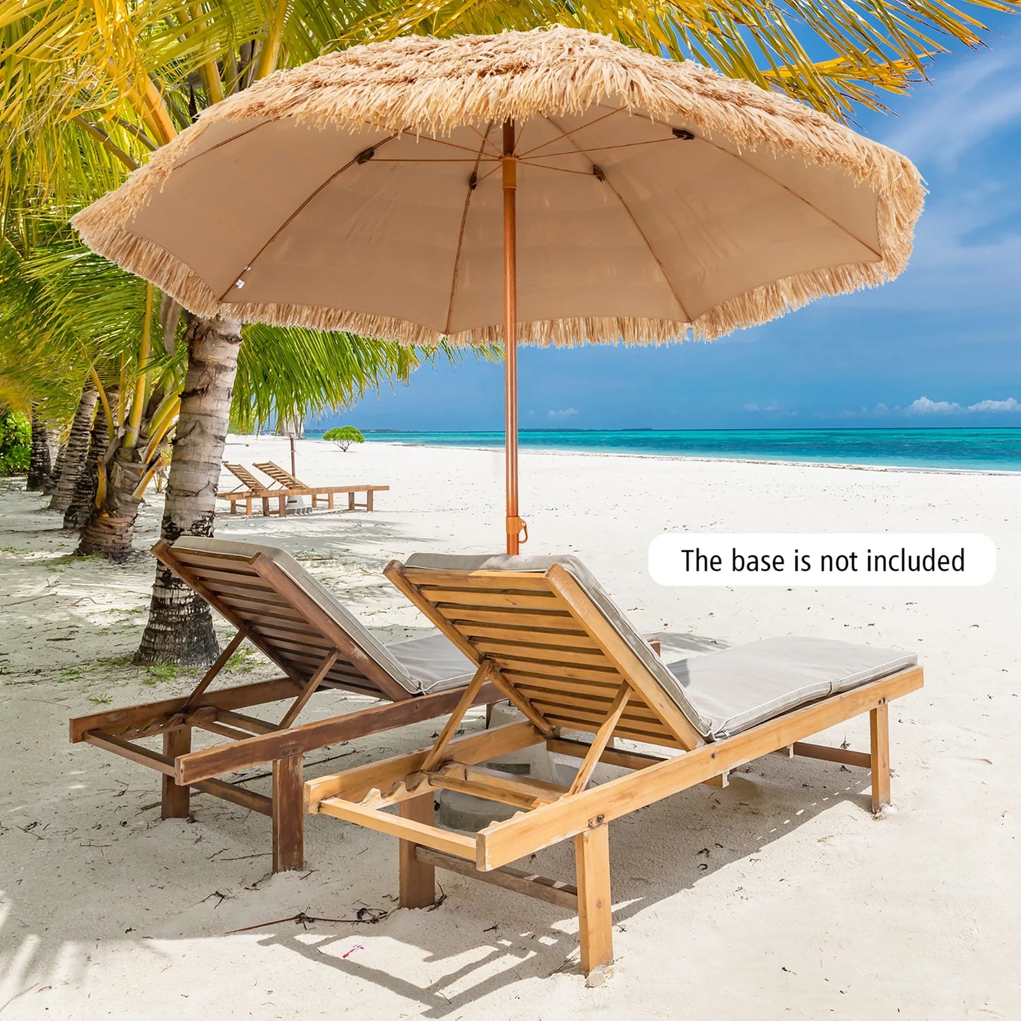 8 FT Patio Thatched Tiki Umbrella 8 Ribs Portable Hawaiian Hula Beach
