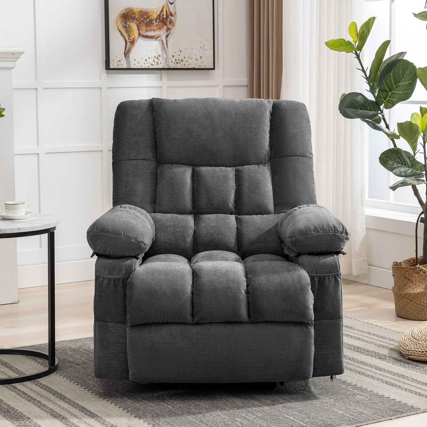 Power Lift Recliner Chair Recliners for Elderly with Heat and Massage Recliner Chair for Living Room with Infinite Position and Side Pocket,Usb Charge Port,Grey