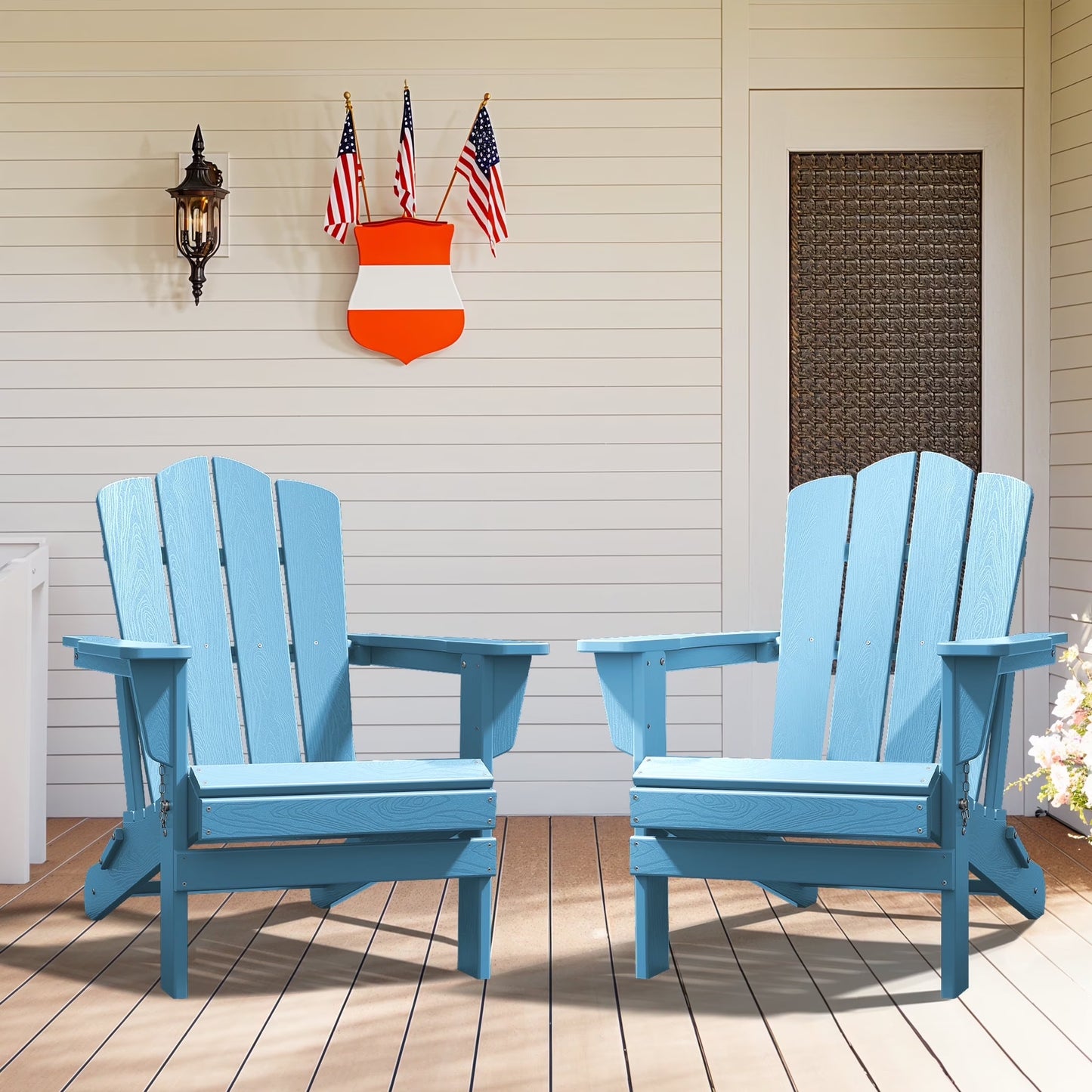 Adirondack Chair, Plastic Folding Outdoor Patio Lawn Chairs, outside HDPE Chairs for Lawn, Yard, Black