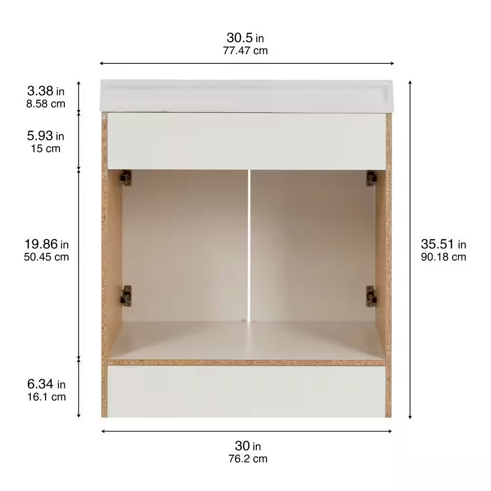 31 In. Single Sink White Bath Vanity with White Cultured Marble Top (Assembled)