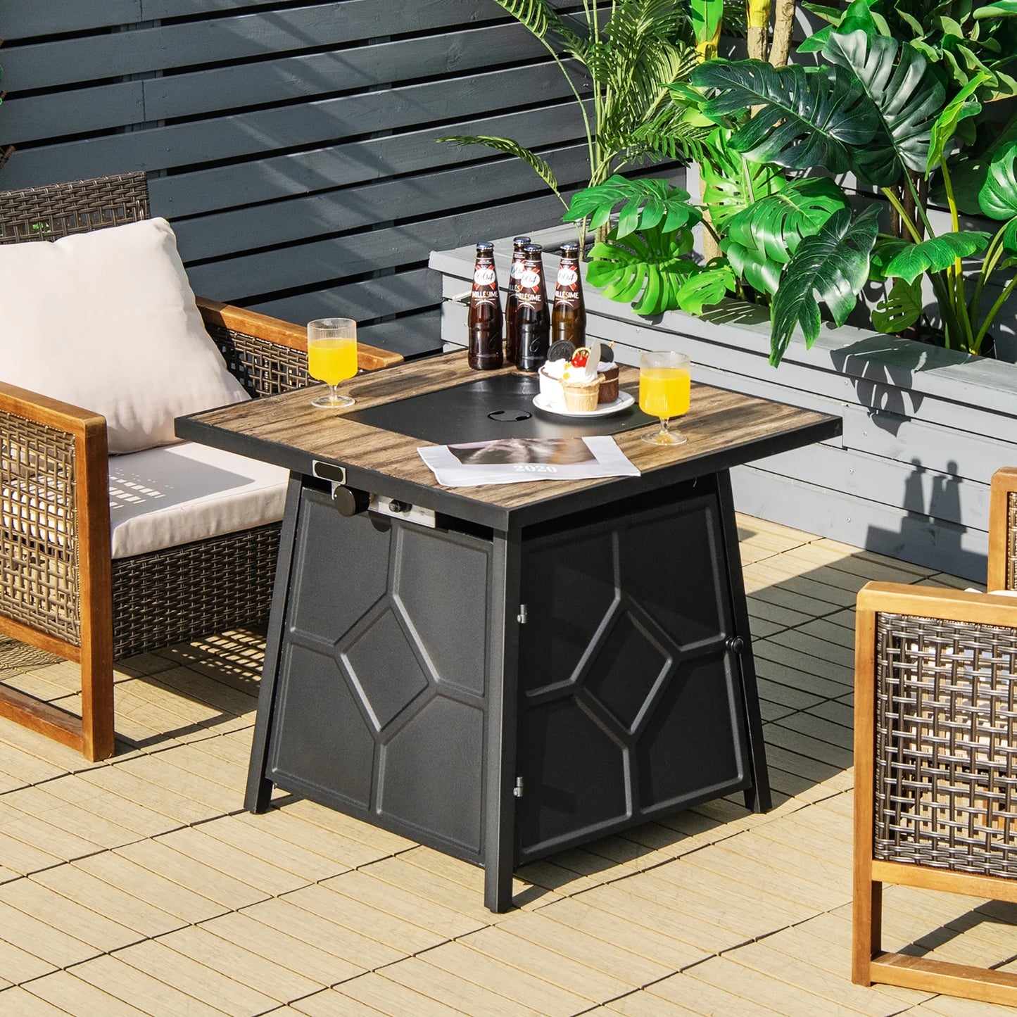 28 Inches Propane Gas Fire Pit Table 40,000 BTU Outdoor Heater W/Cover