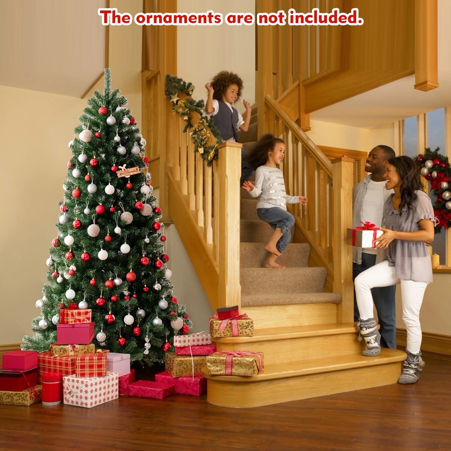 7Ft Pre-Lit Hinged Christmas Tree W/ Remote Control & 9 Lighting Modes