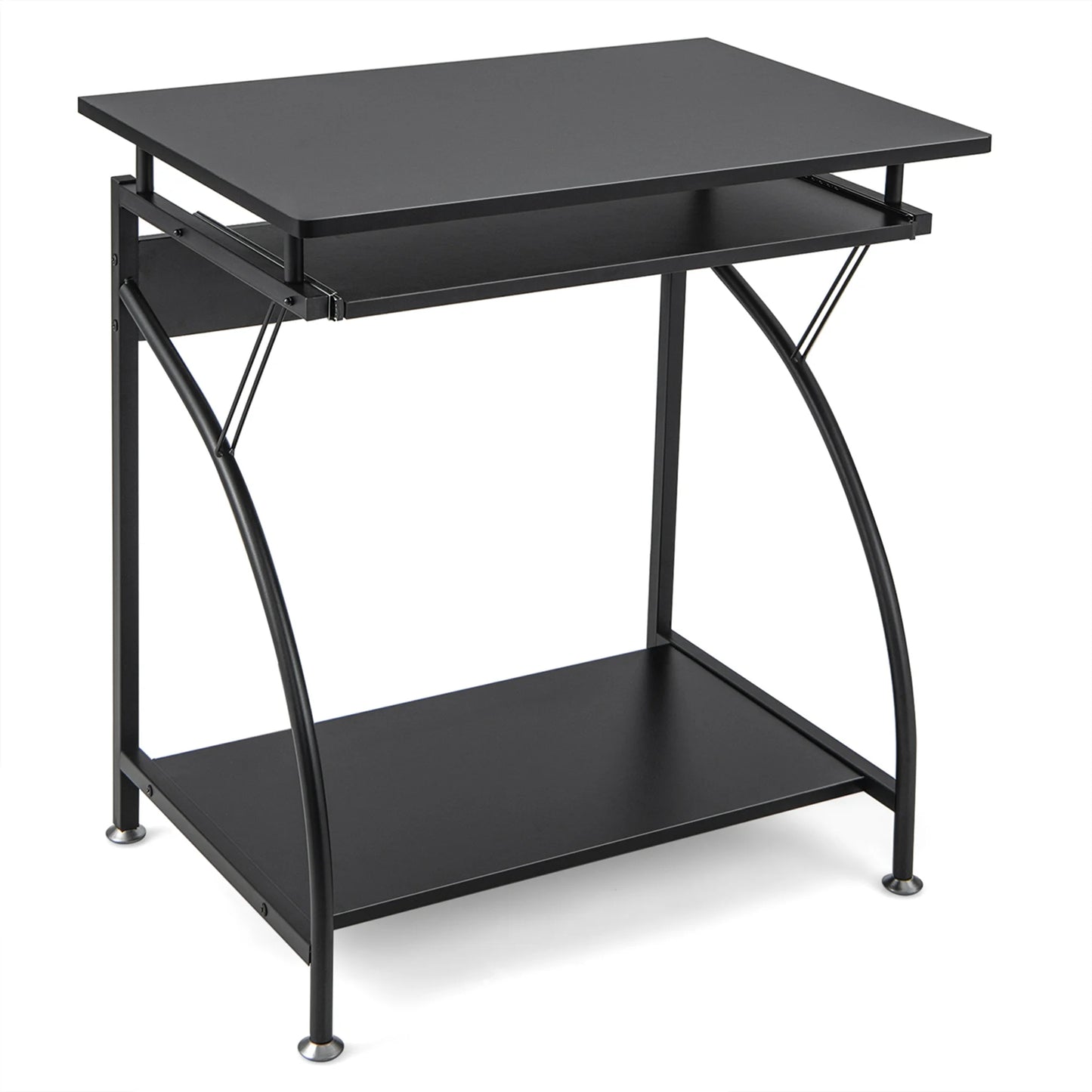27.5" Laptop Table Computer Desk for Small Spaces with Pull-Out Keyboard Tray