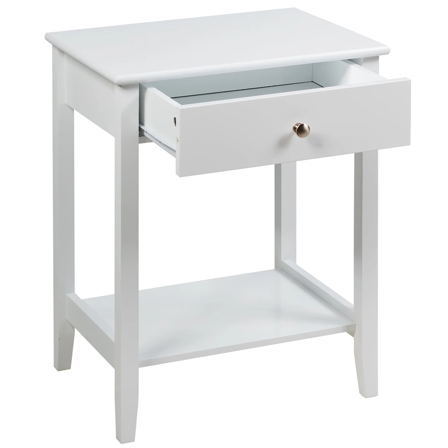 Nightstand End Table Storage Display Bedroom Furniture Drawer Shelf beside White