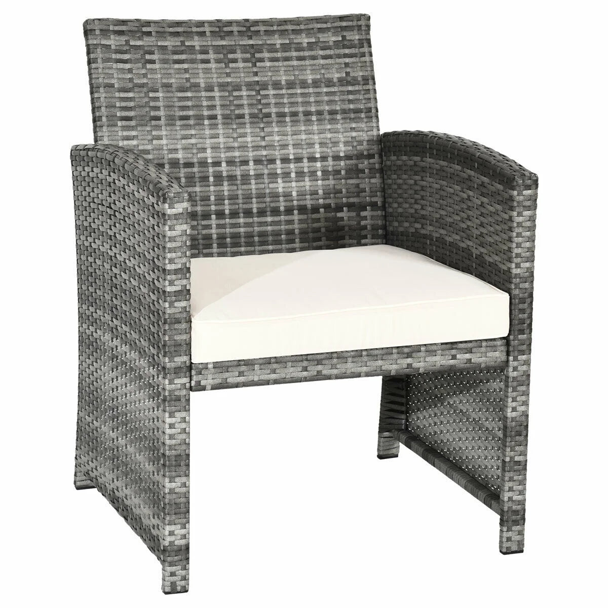 4PCS Rattan Patio Furniture Set Garden Sofa Cushioned Seat Mix Gray Wicker