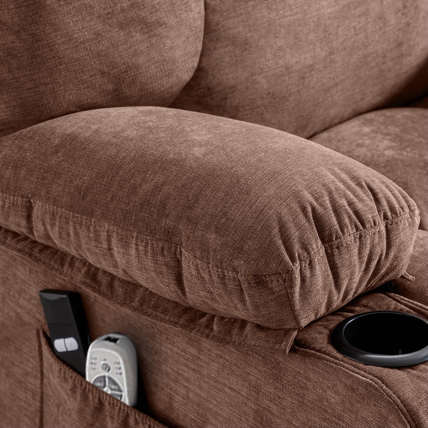 Power Lift Recliner Chair Recliners for Elderly with Heat and Massage Recliner Chair for Living Room with Infinite Position and Side Pocket,Usb Charge Port,Brown