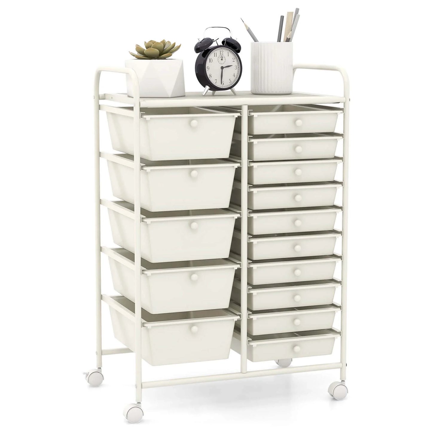 15 Drawer Rolling Storage Cart Tools Scrapbook Paper Office School Organizer Multi-Color