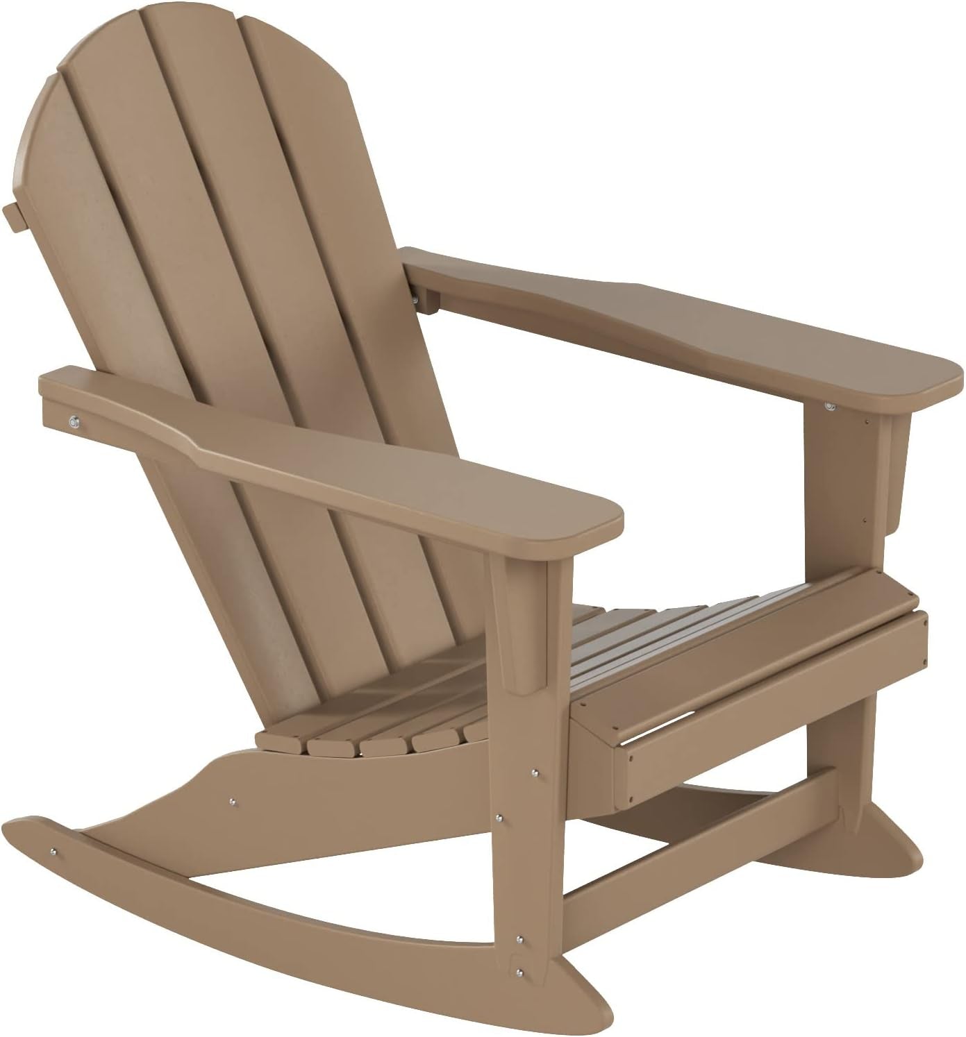WO Home Furniture Patio Rocking Chair Classic Outdoor HDPE UV Weather Resistant (Weathered Wood)