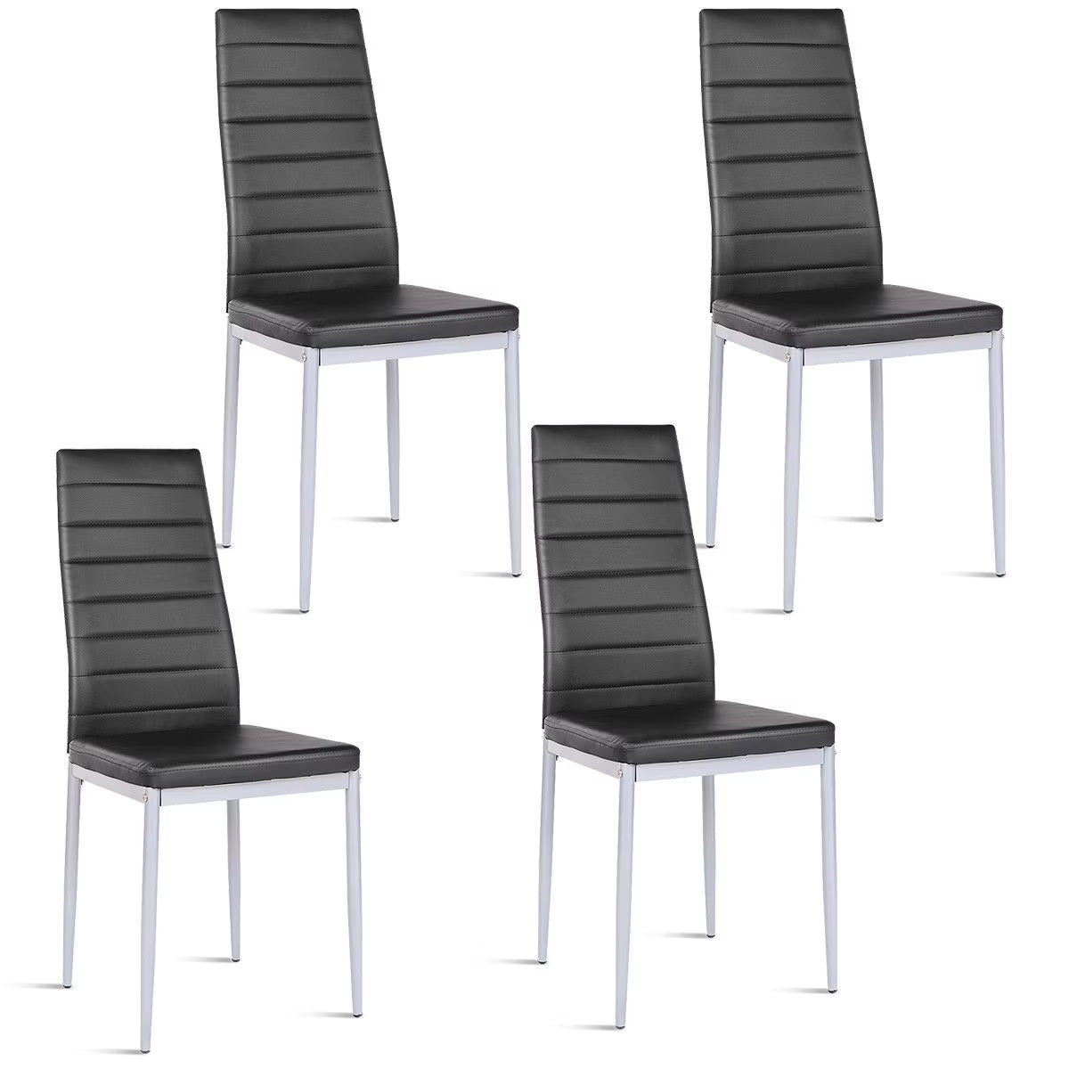 Set of 4 PU Leather Dining Side Chairs Elegant Design Home Furniture White