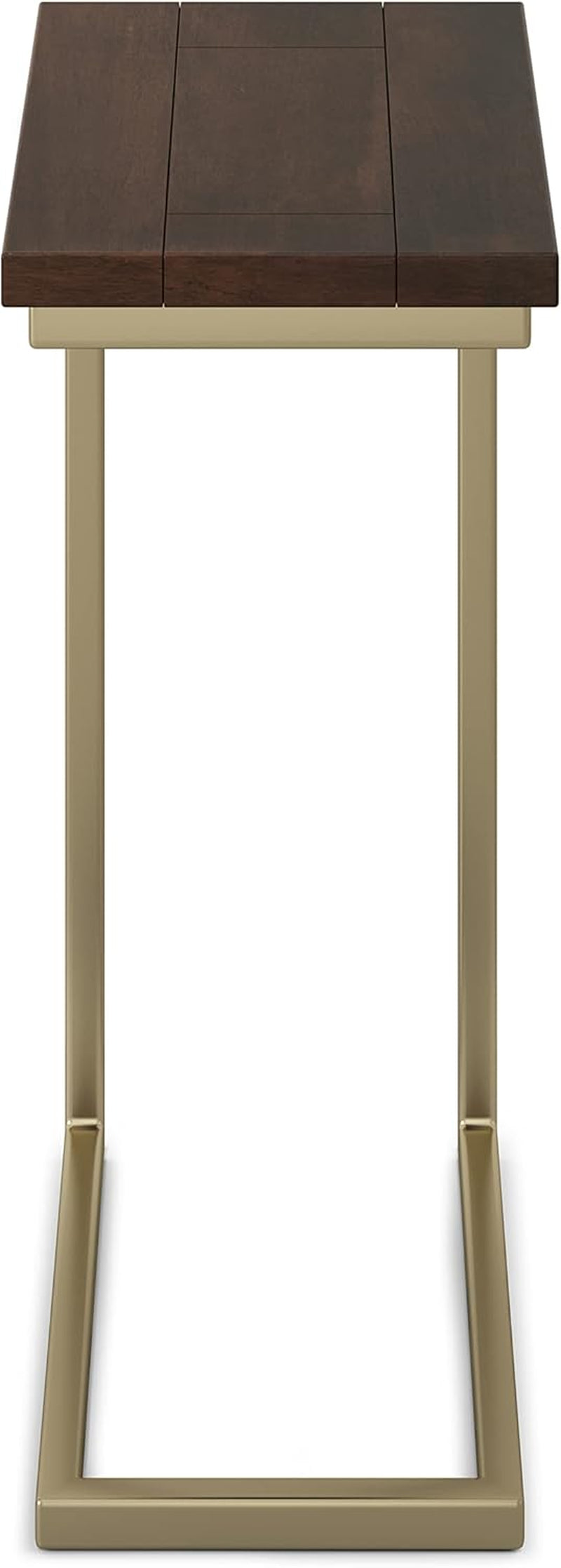 Skyler 18-Inch Wide Solid Mango/Metal Industrial C-Shaped End Table in Dark Brown/Gold for Living Room, Office, or Bedroom, Assembled