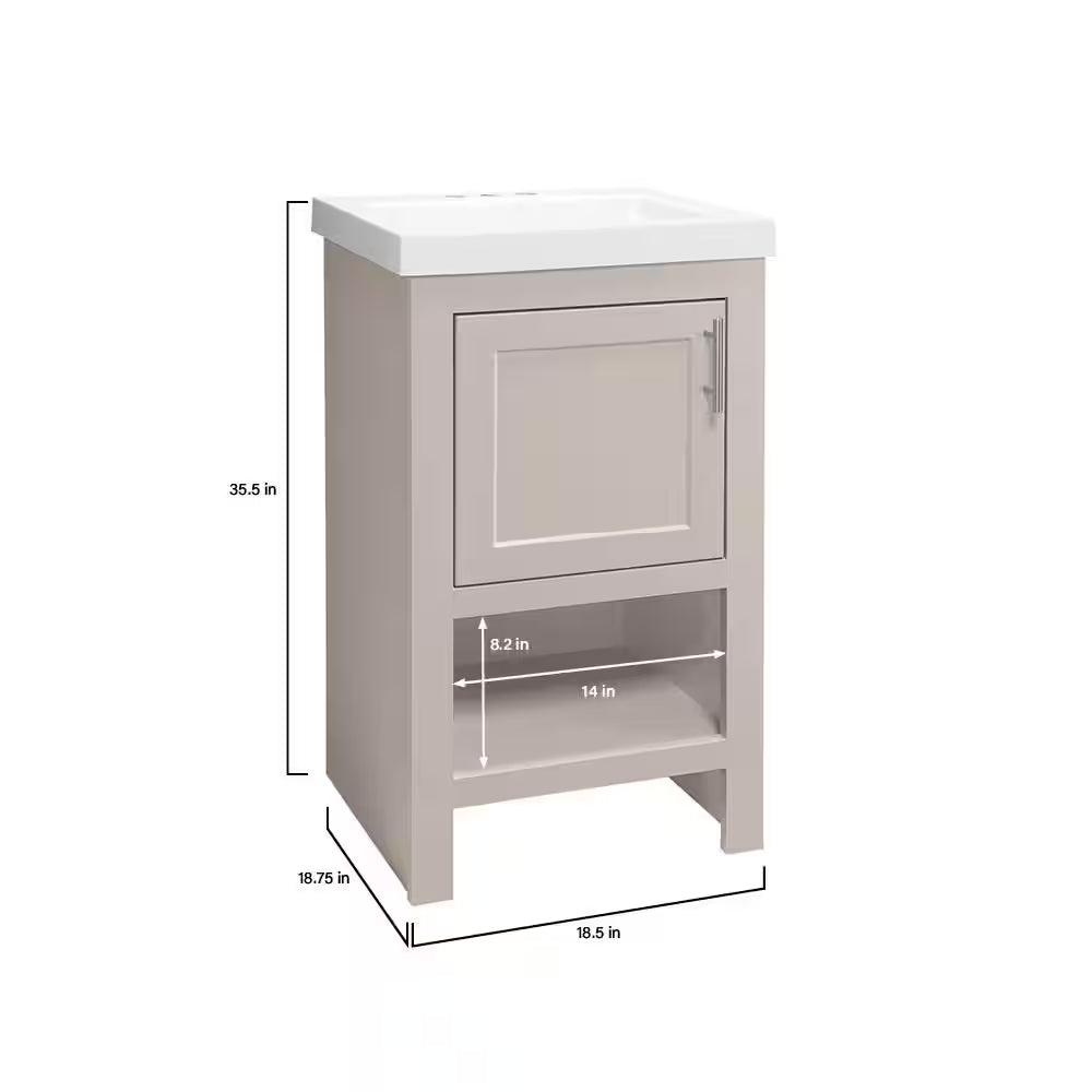 Spa 18.5 In. W X 16.25 In. D X 33.75 In. H Single Sink Bath Vanity in Dove Gray with White Cultured Marble Top