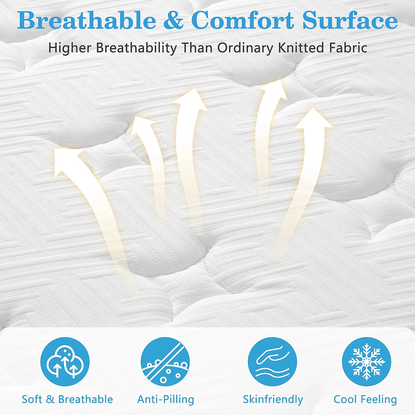 Twin Mattress, 12 Inch Memory Foam Mattress in a Box, Cool Hybrid Individual Pocket Springs Twin Size Mattress with Breathable Knitted Fabric and Edge Support, Medium Firm, White