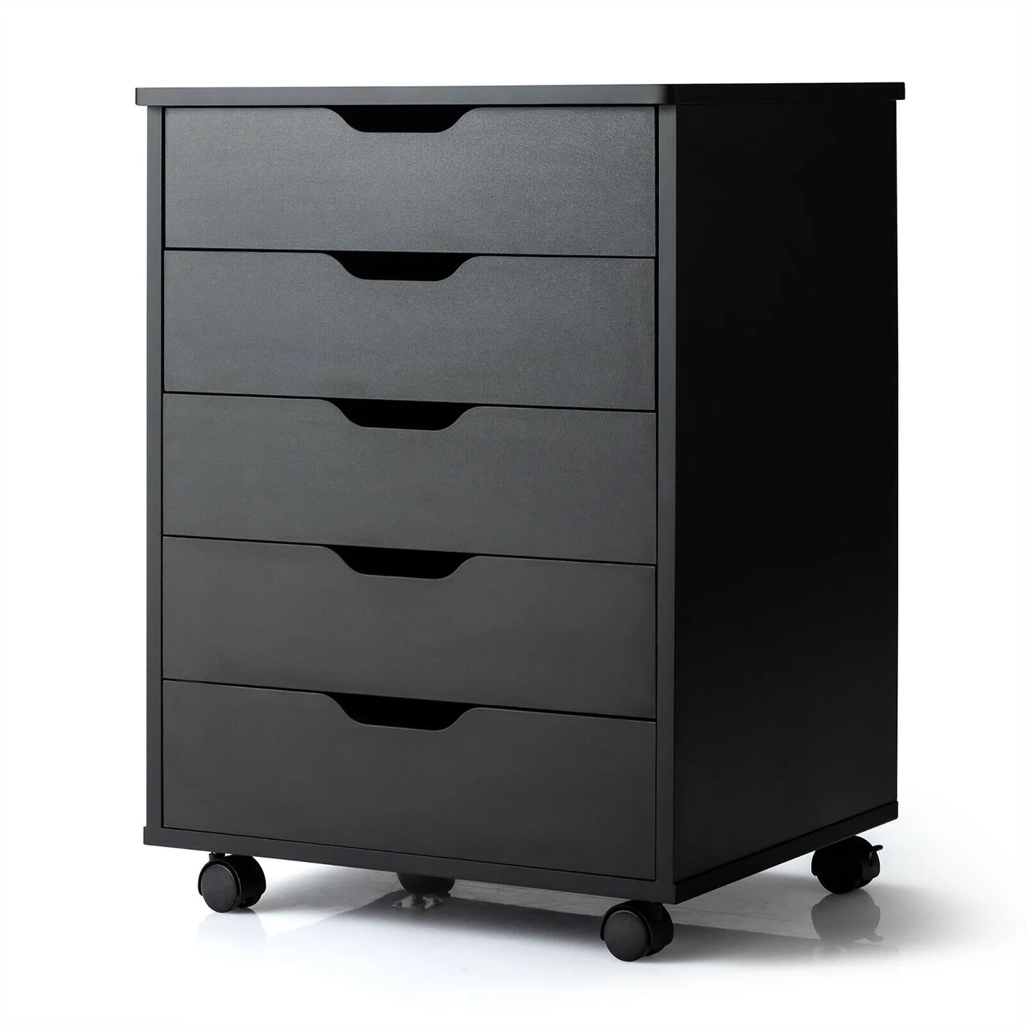 5 Drawer Chest Storage Dresser Floor Cabinet Organizer with Wheels Black