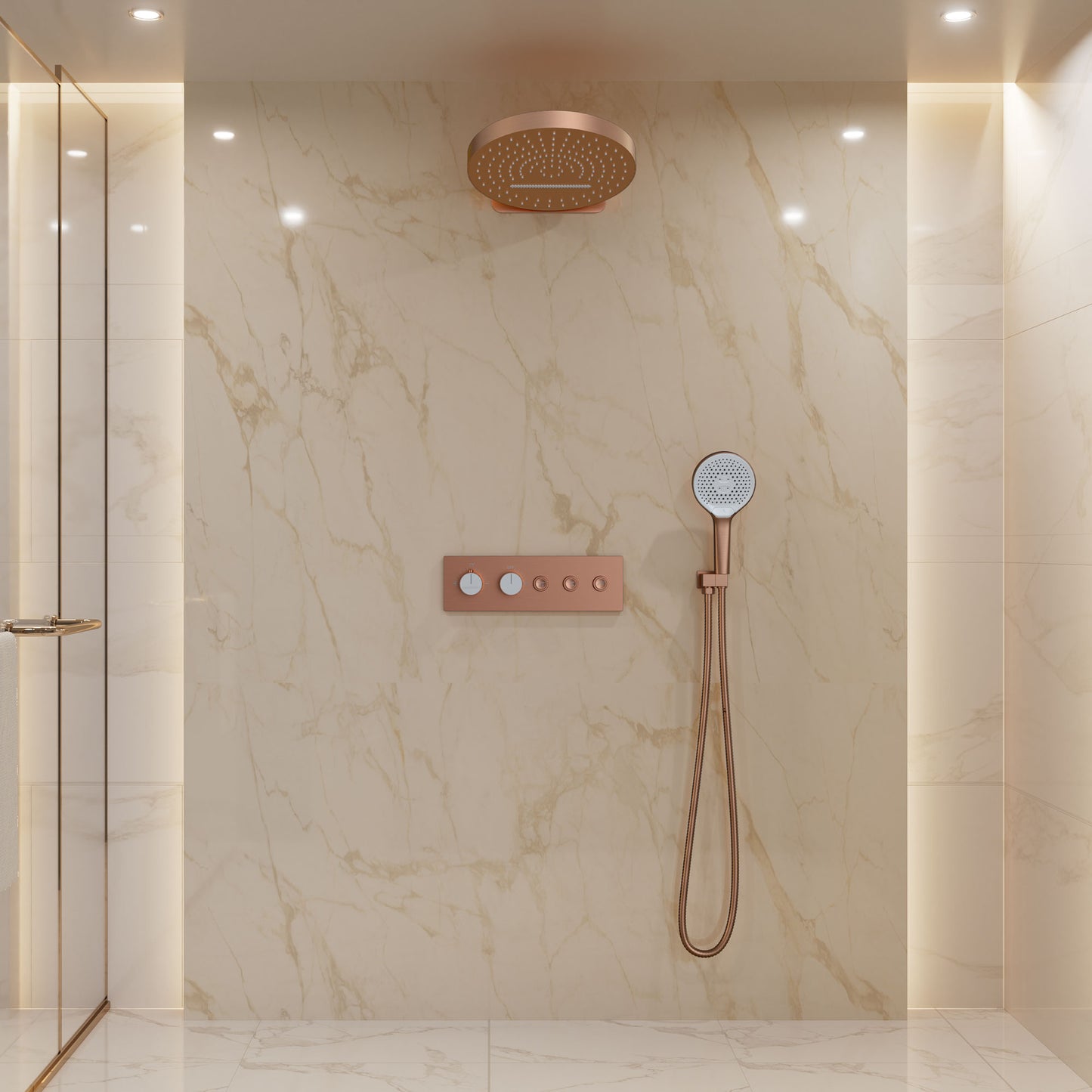 CASAINC 16 Inches Wall Mounted Round Luxury Shower System with 3 Mode Handheld Spray