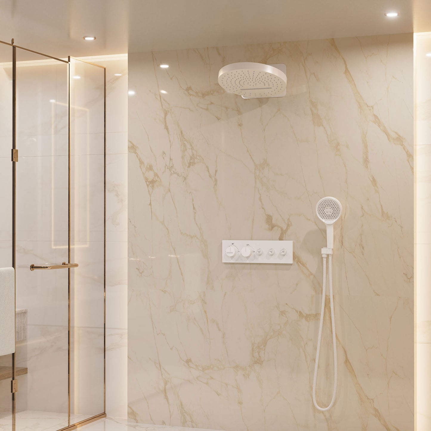 CASAINC 16 Inches Wall Mounted Round Luxury Shower System with 3 Mode Handheld Spray