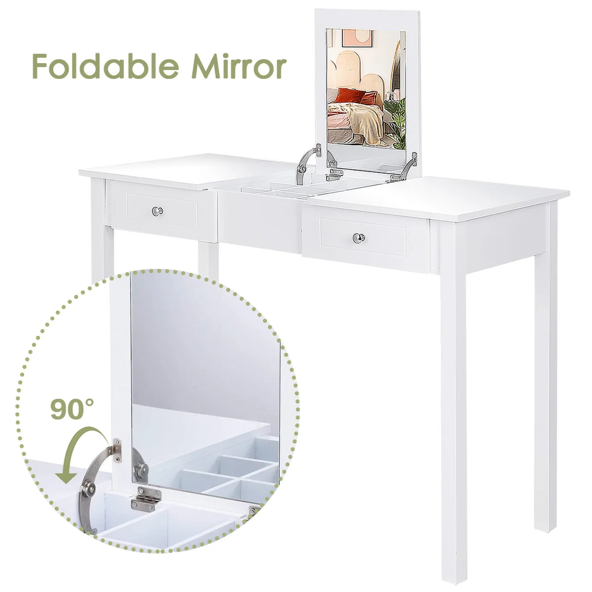 Vanity Table Dressing Table Flip Top Desk Furniture White