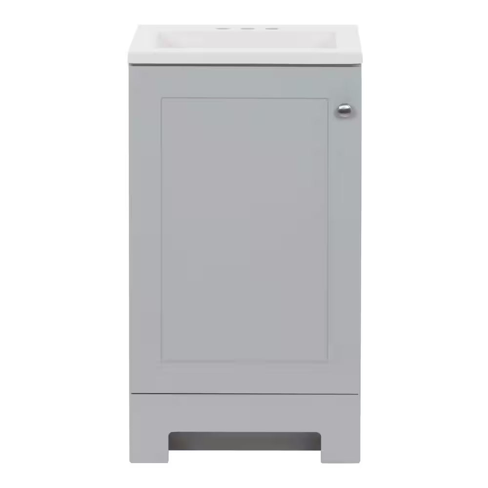 19 In. Single Sink Pearl Gray Bath Vanity with White Cultured Marble Top (Assembled)