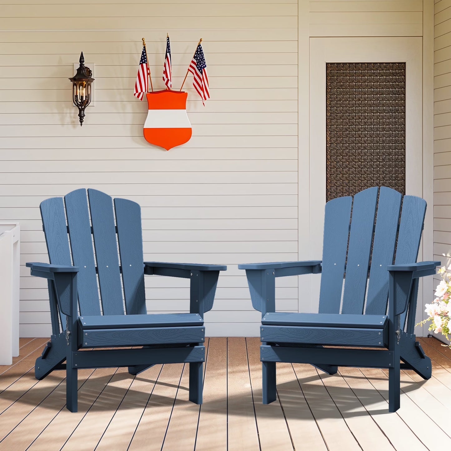 Adirondack Chair, Plastic Folding Outdoor Patio Lawn Chairs, outside HDPE Chairs for Lawn, Yard, Black