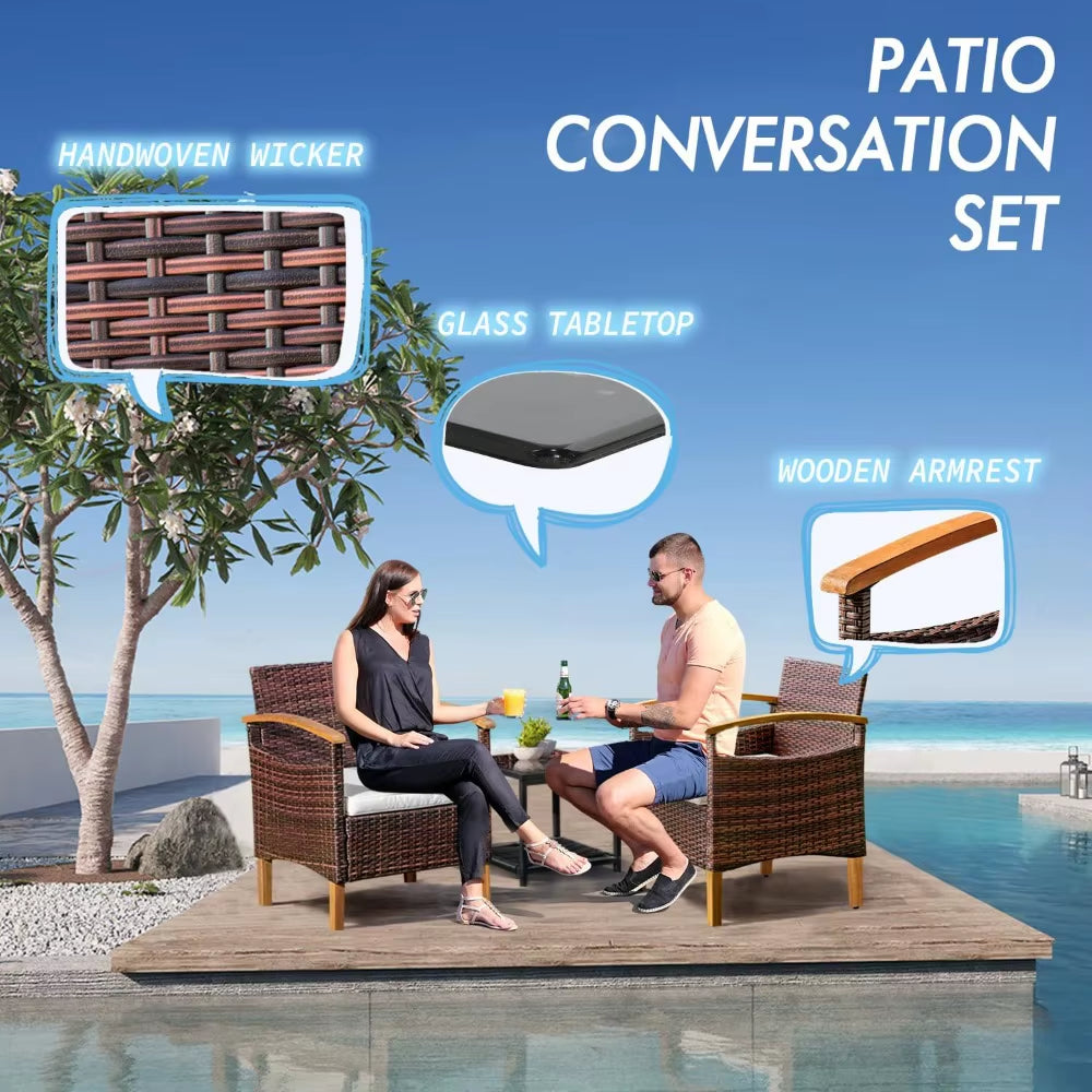 3 Piece Outdoor Patio Furniture Set Outdoor Furniture Set with Table outside Lawn Patio Chairs Set of 2 Patio Conversation Sets