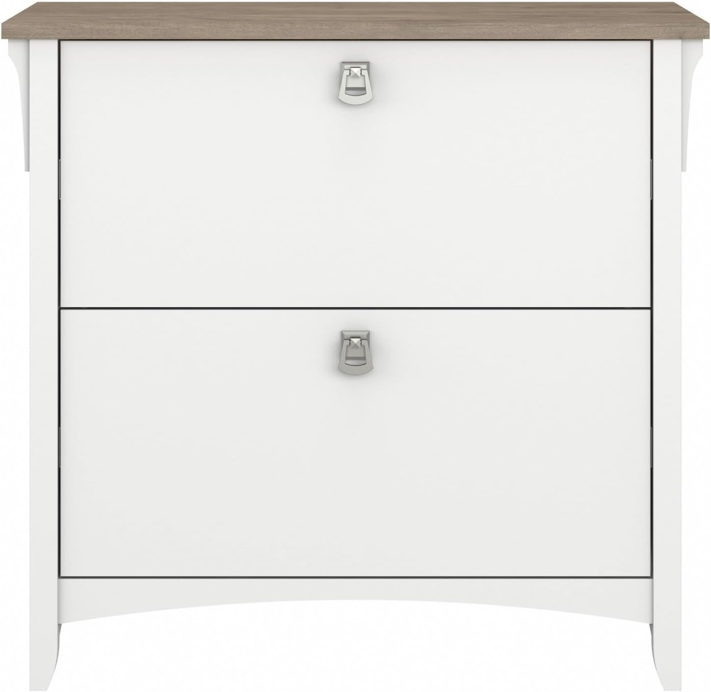 Bush Furniture Salinas 2 Drawer Lateral File Cabinet in Pure White and Shiplap Gray