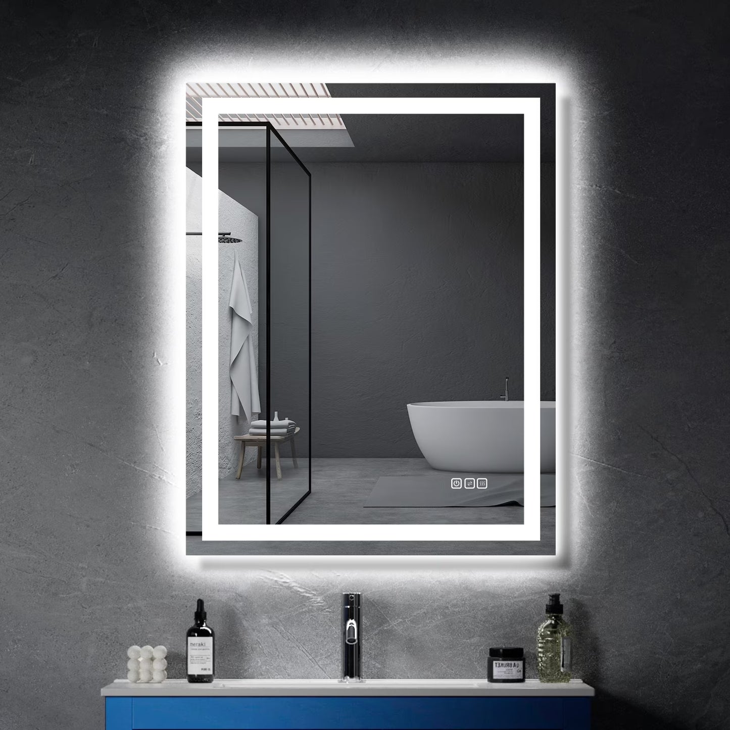 24” X 36” LED Bathroom Mirror with Lights, Wall Mounted Vanity Mirror with Front & Backlit, Anti-Fog, Dimmable Touch Control, Horizontal & Vertical Installation