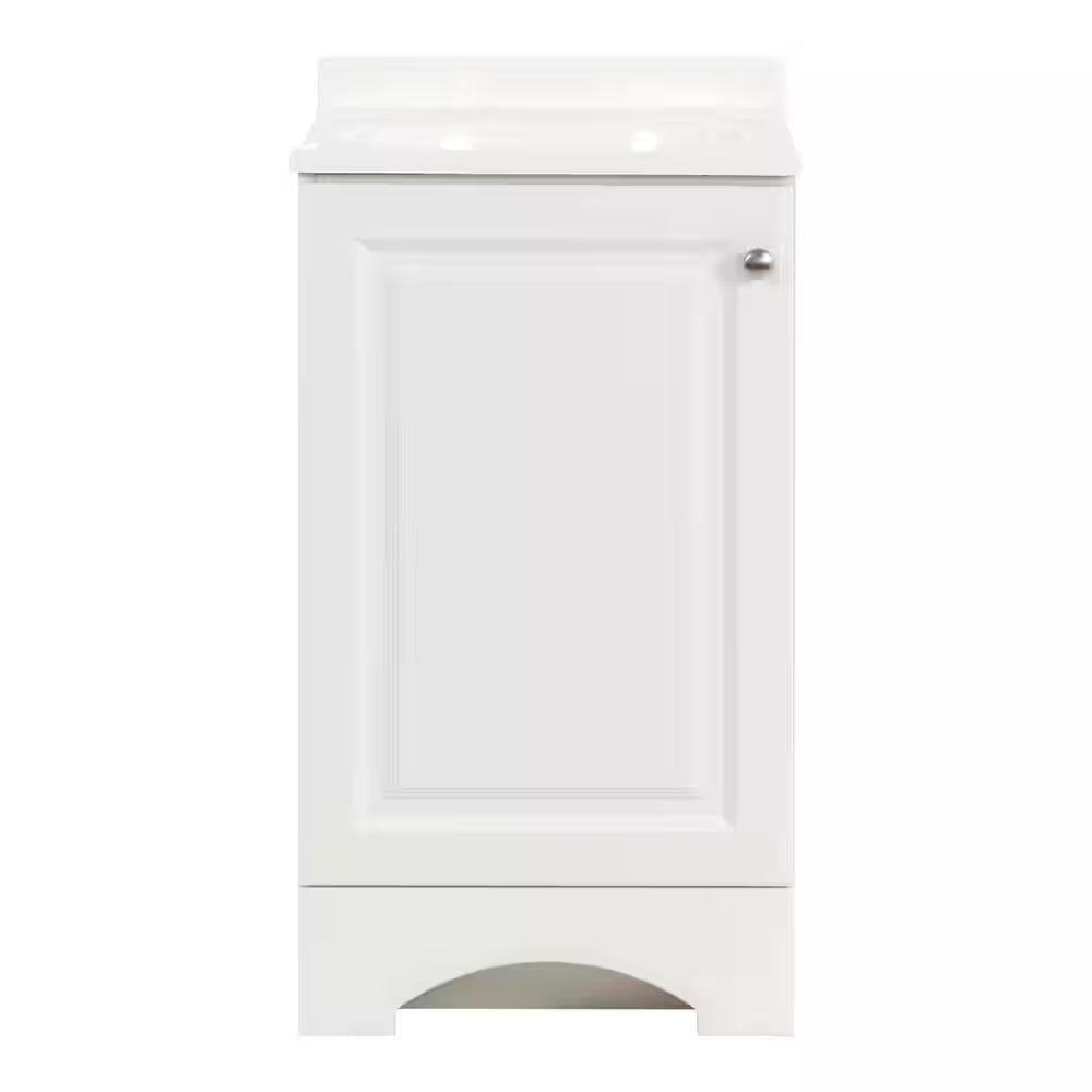 19 In. Single Sink White Bath Vanity with White Cultured Marble Top (Assembled)