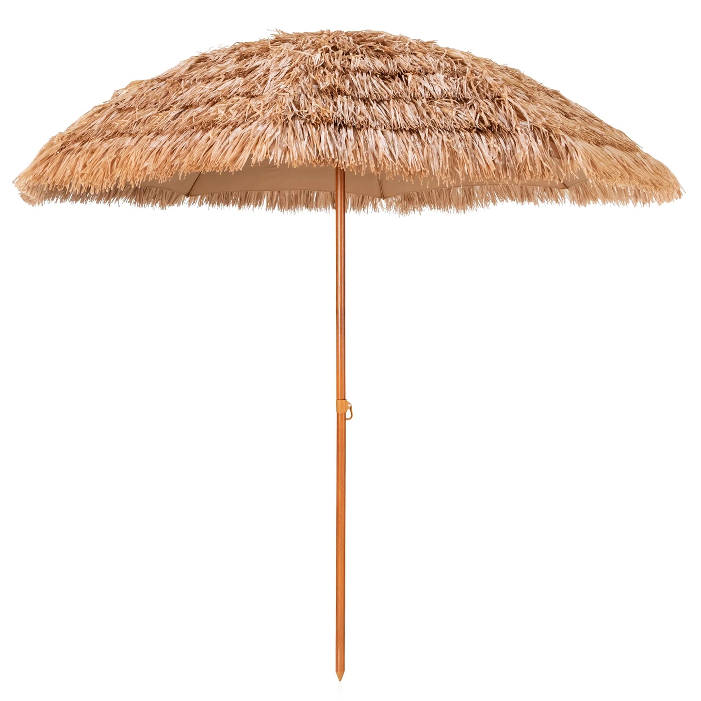 8 FT Patio Thatched Tiki Umbrella 8 Ribs Portable Hawaiian Hula Beach
