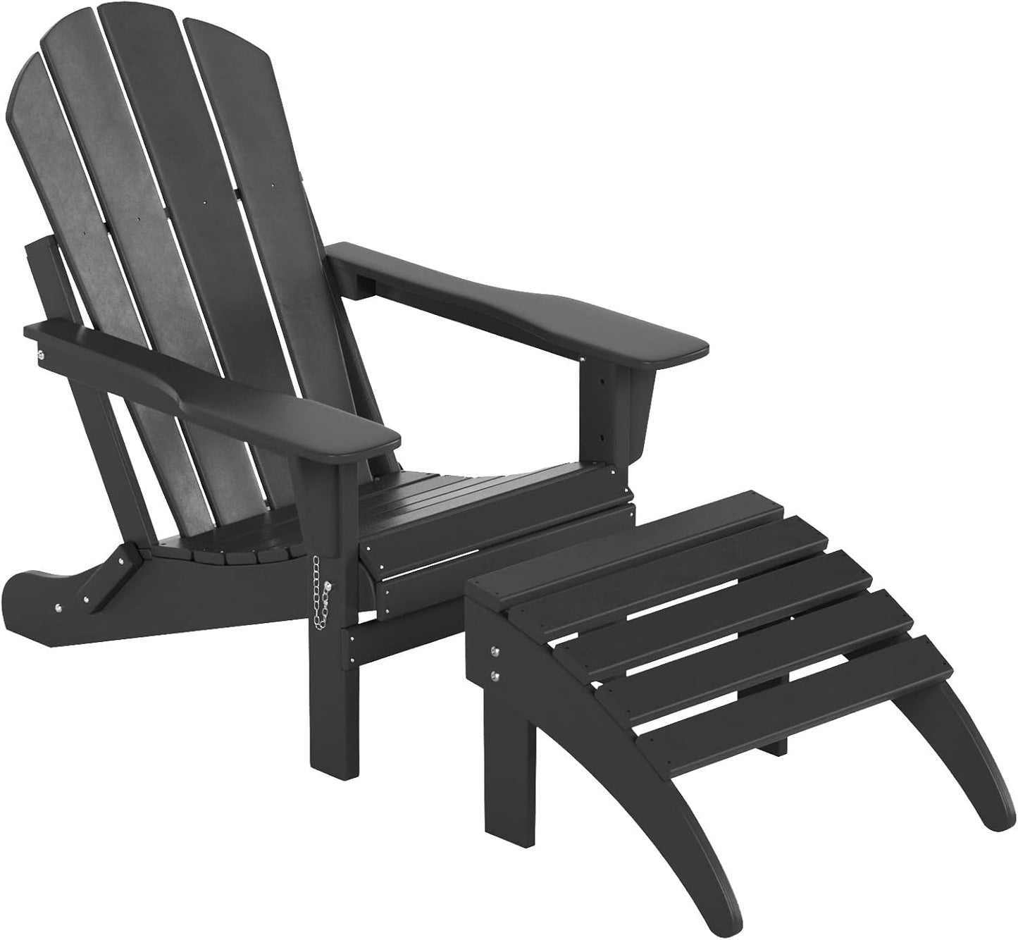 WO Home Furniture Adirondack Chair Outdoor Ottoman Set of 2 PCS Classic Patio Furniture (Gray)
