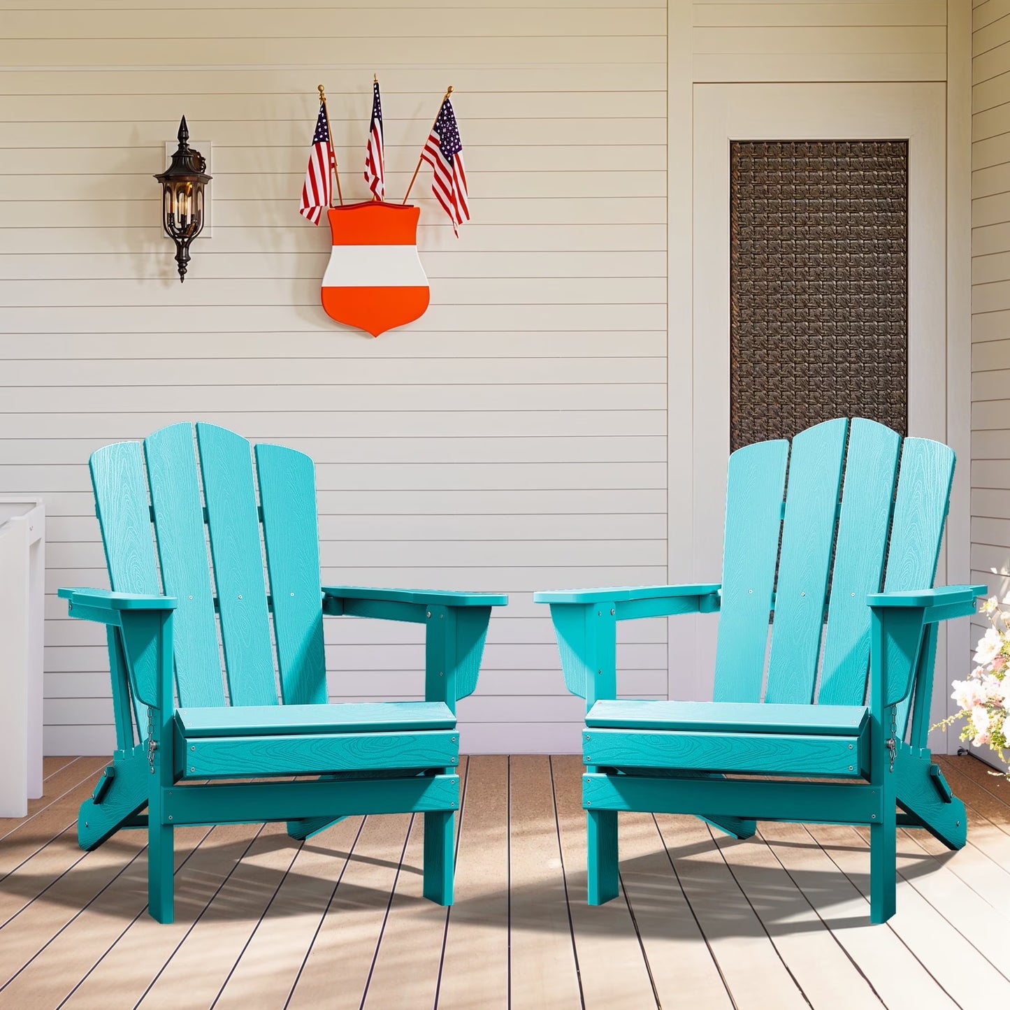Adirondack Chair, Plastic Folding Outdoor Patio Lawn Chairs, outside HDPE Chairs for Lawn, Yard, Black