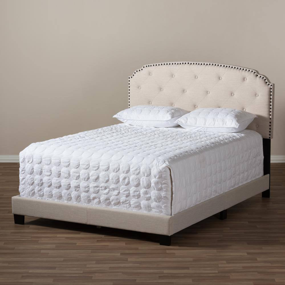 Lexi Beige Fabric Upholstered Full Bed