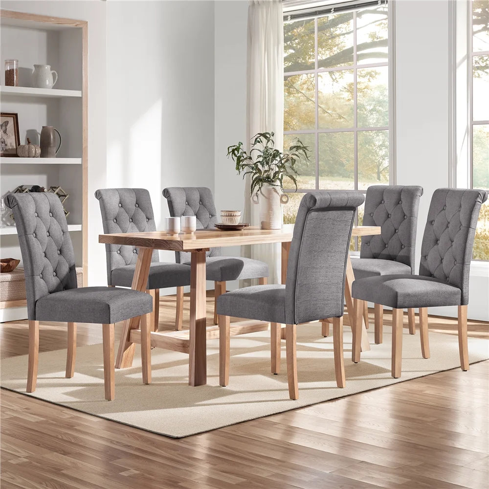 2Pcs Upholstered Parson Dining Chair High Back, Blue