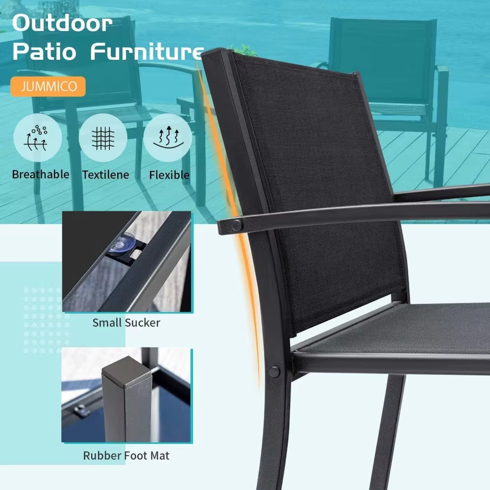 3 Pieces Patio Furniture Set Outdoor Textilene Patio Chairs with Coffee Table Modern Patio Conversation Bistro Set for Lawn, Ga