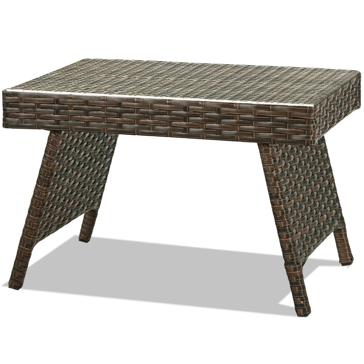 Patio Folding Wicker Side Coffee Table Poolside Garden Lawn Bistro Furniture