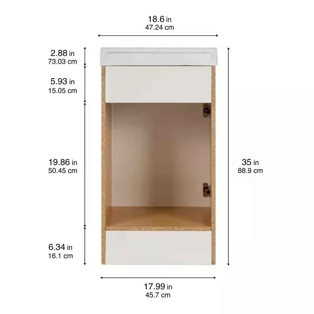 19 In. Single Sink White Bath Vanity with White Cultured Marble Top (Assembled)