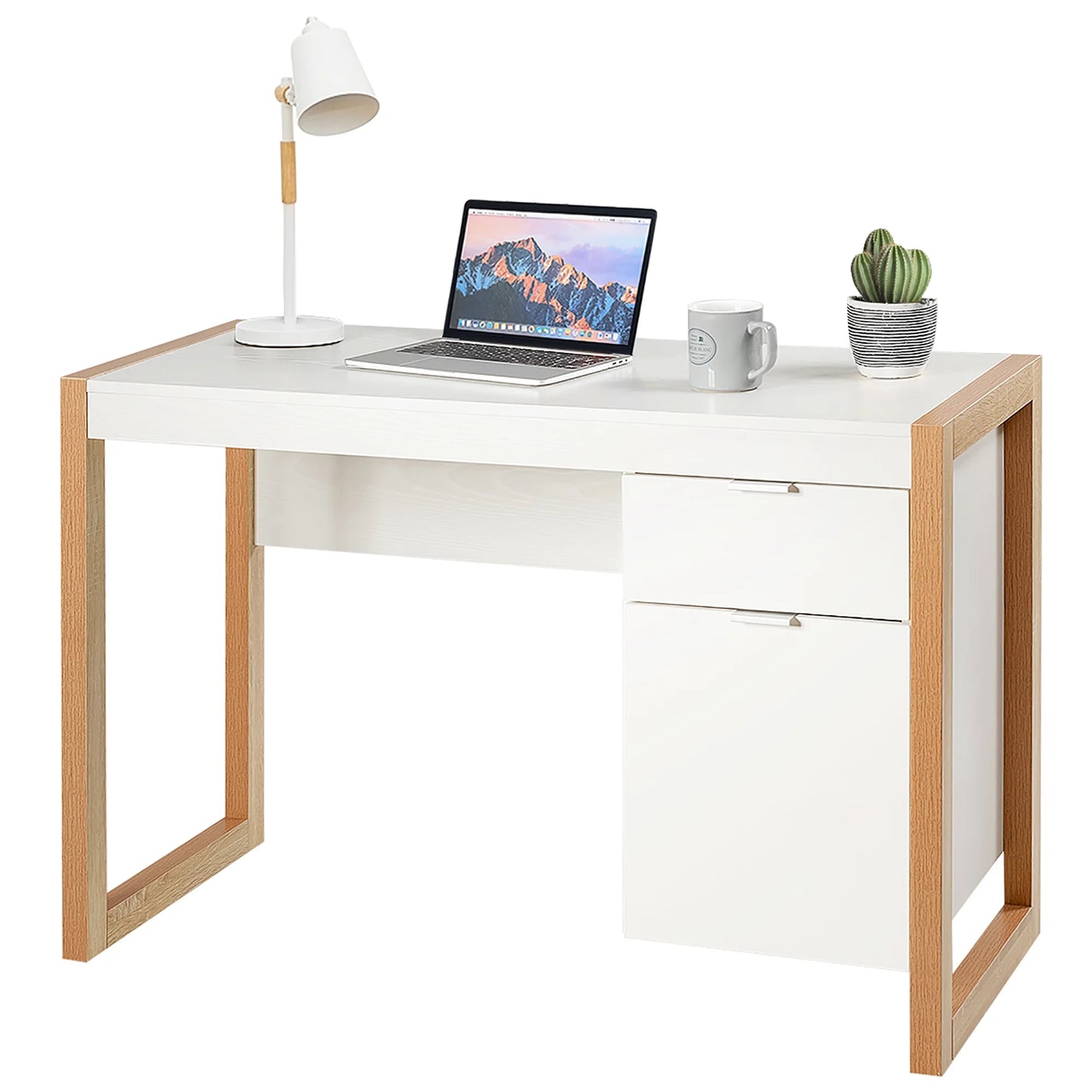 Computer Desk Workstation Table with Drawers Home Office White
