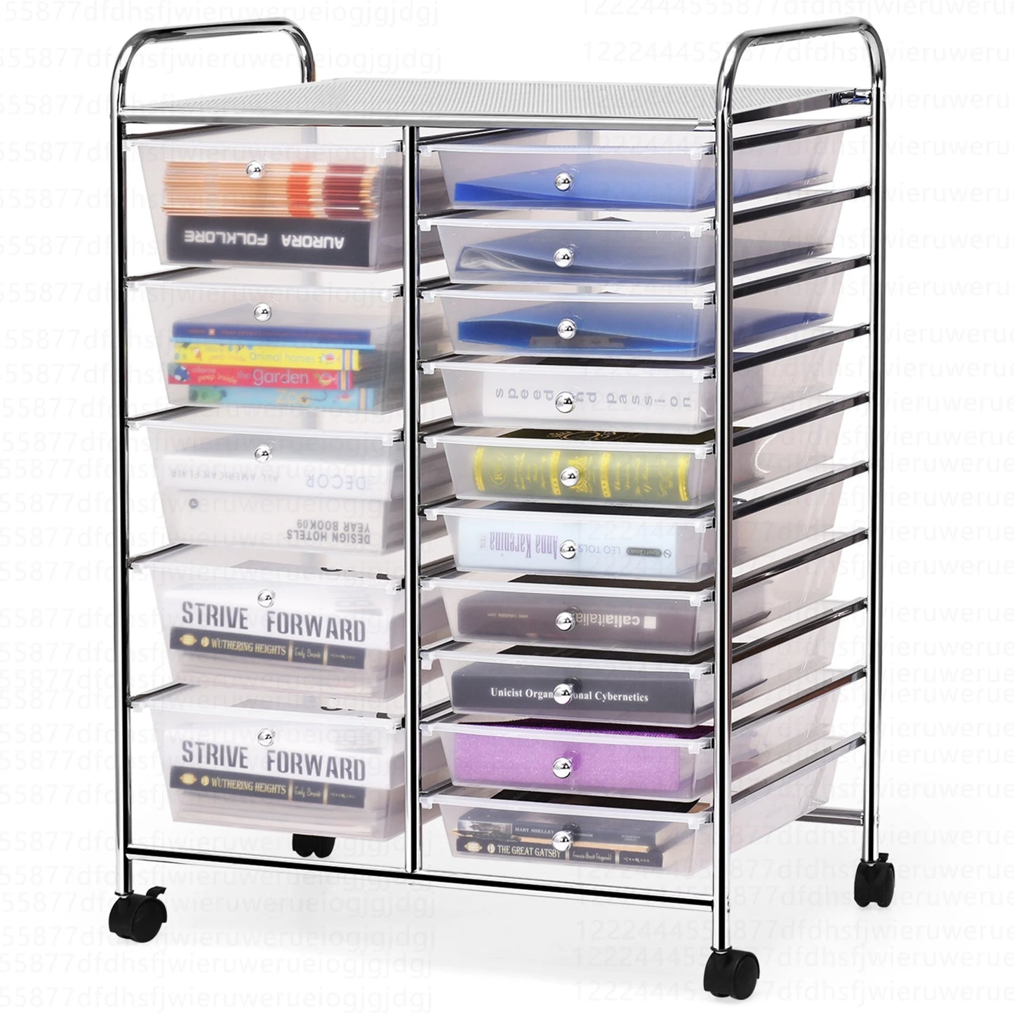 15 Drawer Rolling Storage Cart Tools Scrapbook Paper Office School Organizer Multi-Color