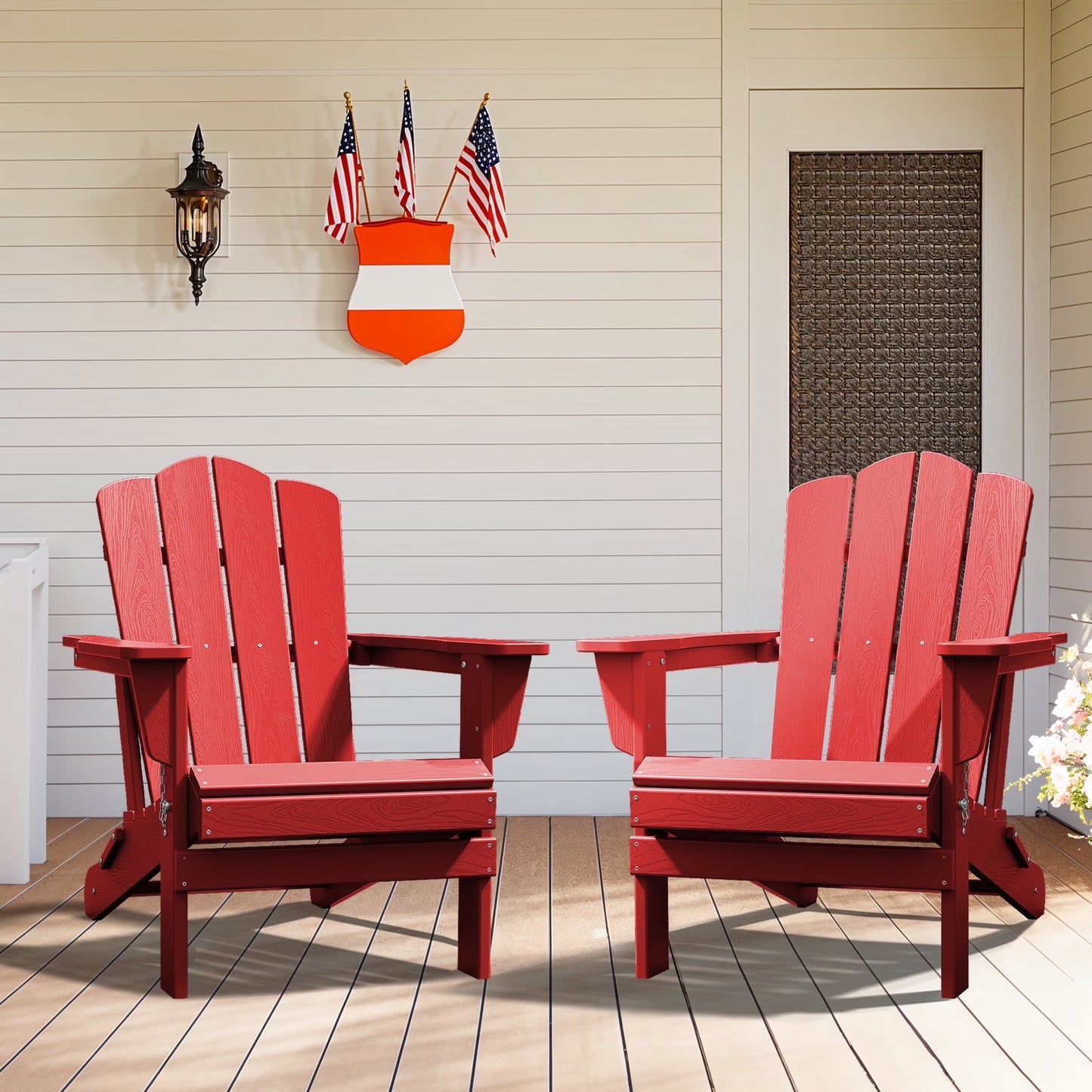 Adirondack Chair, Plastic Folding Outdoor Patio Lawn Chairs, outside HDPE Chairs for Lawn, Yard, Black