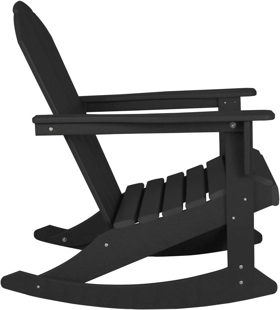 WO Home Furniture Patio Rocking Chair Classic Outdoor HDPE UV Weather Resistant (Black)