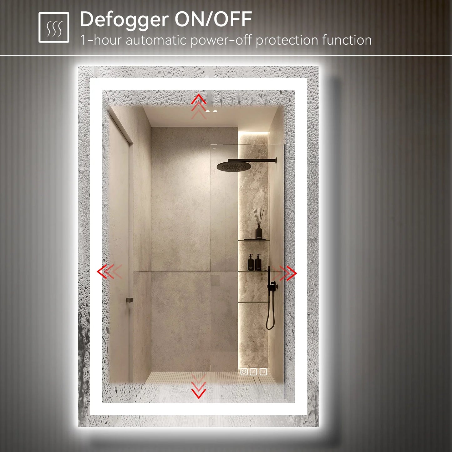24” X 36” LED Bathroom Mirror with Lights, Wall Mounted Vanity Mirror with Front & Backlit, Anti-Fog, Dimmable Touch Control, Horizontal & Vertical Installation