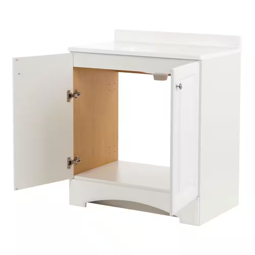 31 In. Single Sink White Bath Vanity with White Cultured Marble Top (Assembled)