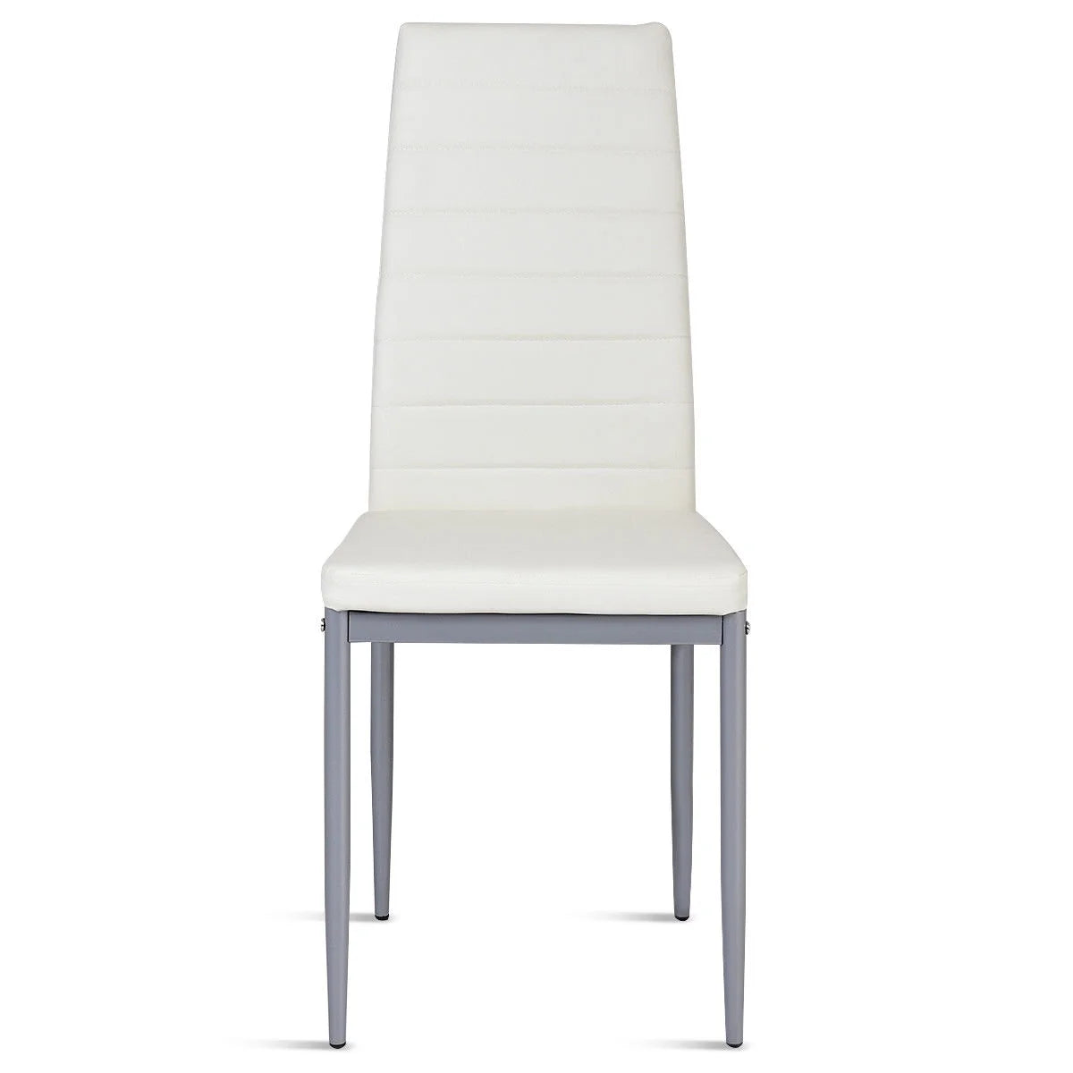 Set of 4 PU Leather Dining Side Chairs Elegant Design Home Furniture White