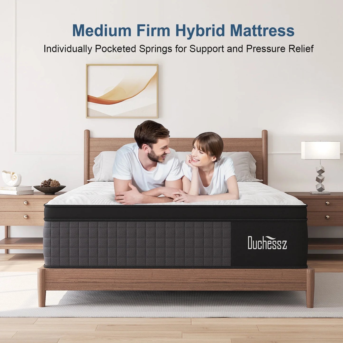Full Mattress 12 Inch Hybrid Mattress in a Box Gel Foam Mattress Euro Top Individually Wrapped Pocket Coils Innerspring Mattress