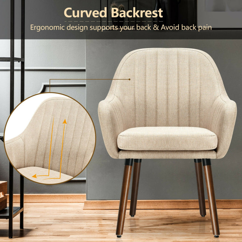 Set of 2 Fabric Upholstered Accent Chairs with Wooden Legs